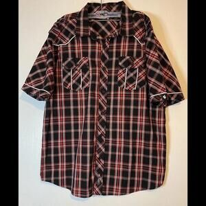 Southpole Black/Red Plaid Short Sleeve Button-up Sz 2X Men’s Skater Casual